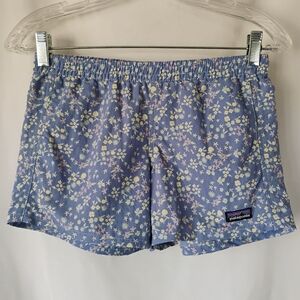Girls Size XL Patagonia Baggies Periwinkle Blue Floral Shorts Outdoors Summer